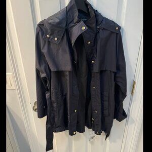 Zara Basic Navy Hooded Jacket with Gold Accents Size L